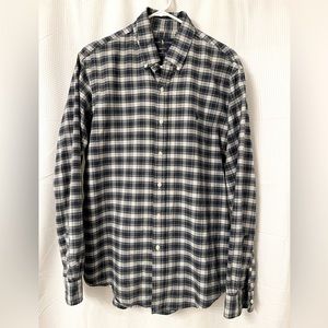 Ralph Lauren Custom Fit 100% cotton Blue/Green Plaid Button Down Shirt